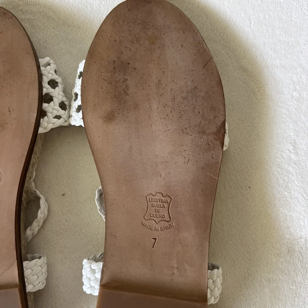 Patricia Green Espadrille Sandals White Woven Flats Cute Summer Size 7